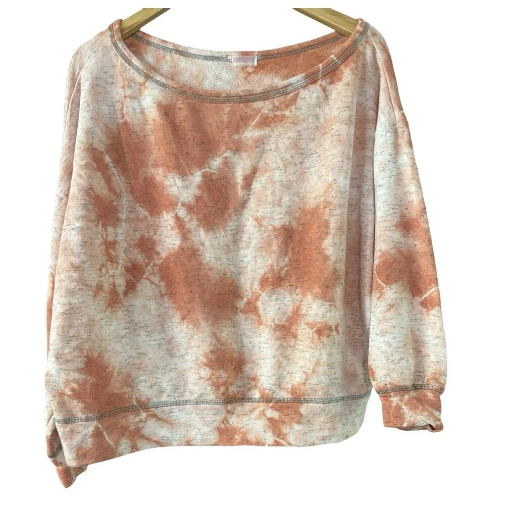 Free People Movement Orange Tie Dye Oversized Sweatshirt Top Women’s Size Small